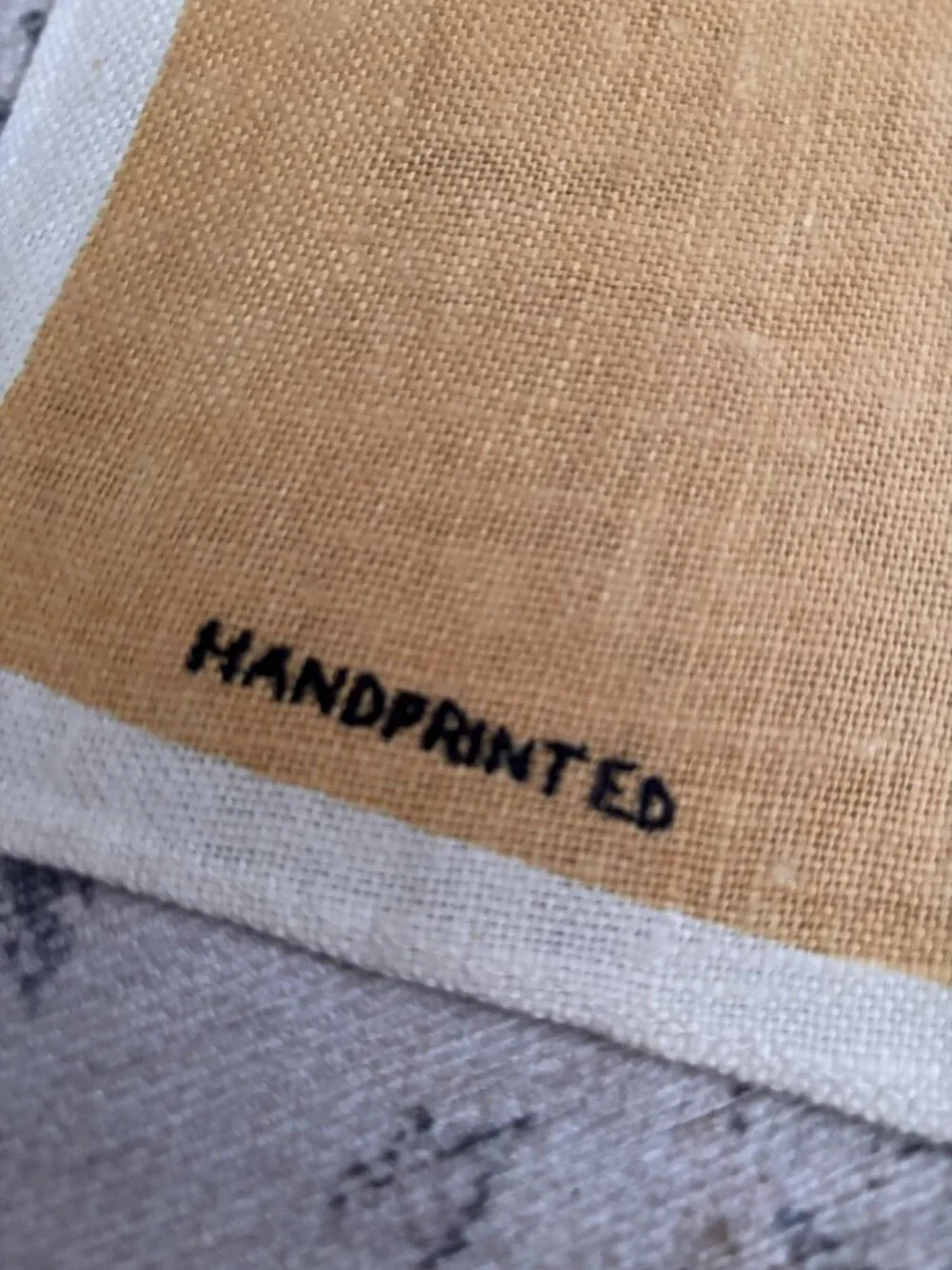 Vintage Handprinted All Linen Tea Towel With Fruit Bowl Design Fast Colours Made